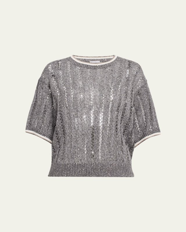 Micro Sequined Linen French Riveria Sweat